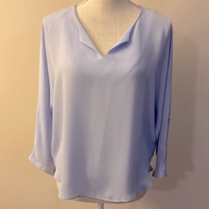 Jennifer Lopez women’s tunic light blue blouse, V neck, 2 length sleeve size S